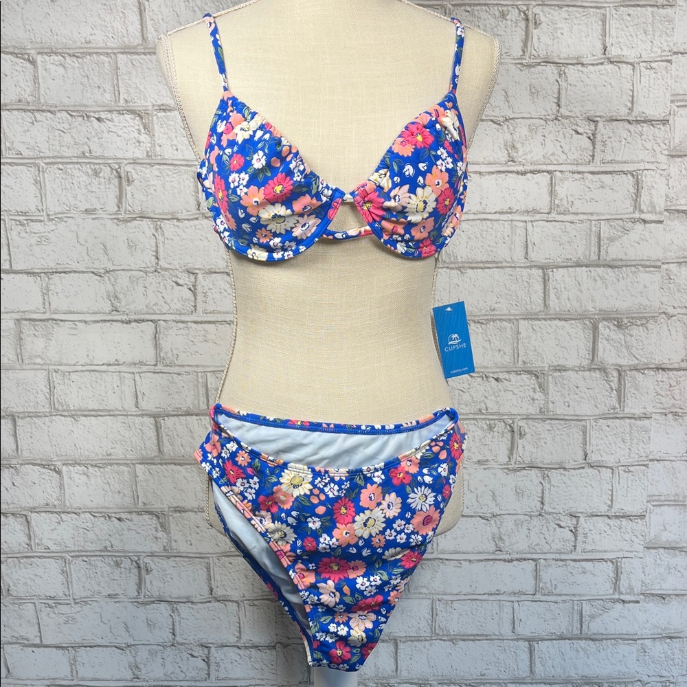 Cupshe Floral Blue Bikini Set - Picture 2 of 11